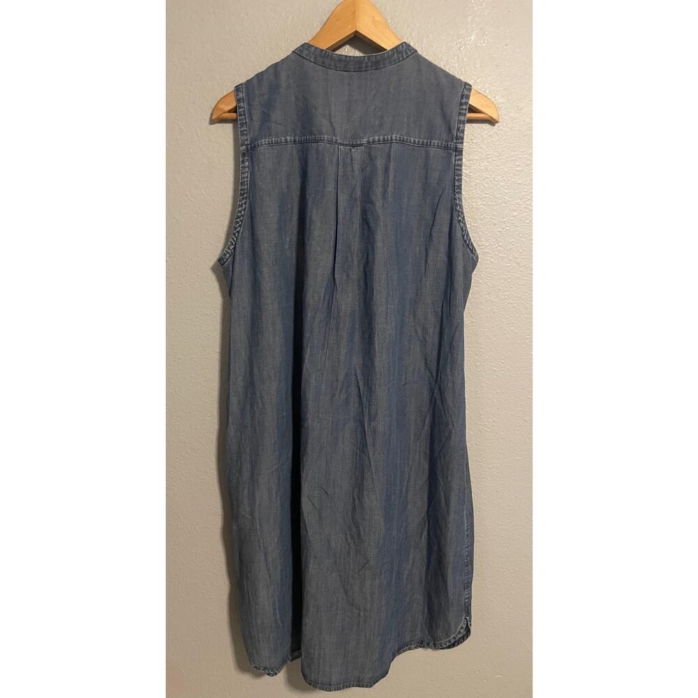 Eileen Fisher Shirt Dress Womens Large Blue Denim Tencel Sleeveless Button Front - Picture 2 of 7